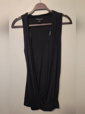 Banana Republic Black Sleeveless Draped Tank